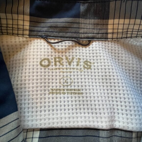 ORVIS Mens Large short sleeve shirt blue plaid - Picture 3 of 5